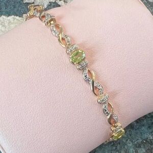 Ross Simmons Gold Vermeil Silver Peridot Infinity Link Tennis Bracelet